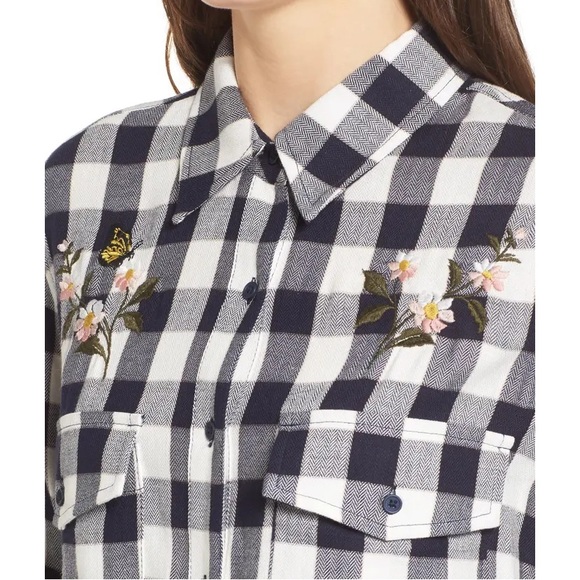 Cupcakes & Cashmere | Justine Embroidered Check Shirt | Size Small - Picture 1 of 5